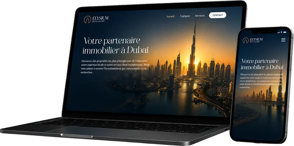 Elysium Real Estate website preview on desktop and mobile